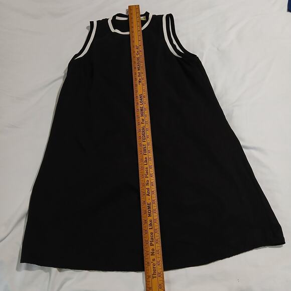 GIANI BINI Large Black Sleeveless Crew-Neck Lined A-Line Exposed Zipper Dress - Picture 9 of 12